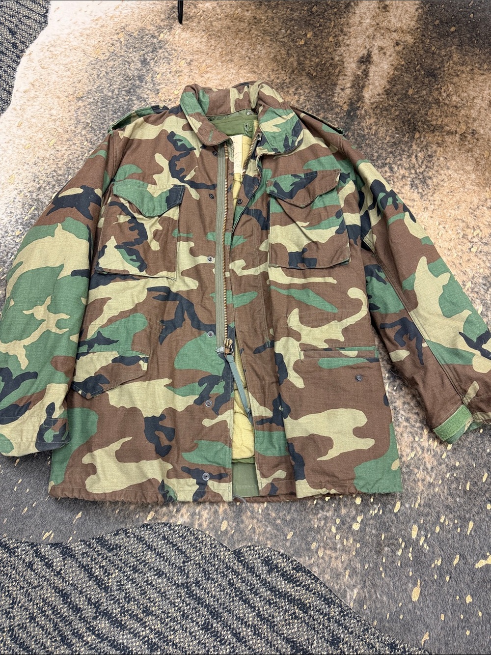 Mens Camouflage Jacket - Green/Brown Camo | medium long
